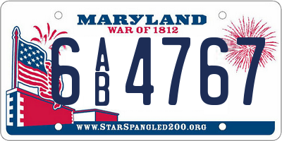 MD license plate 6AB4767