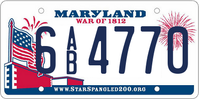 MD license plate 6AB4770