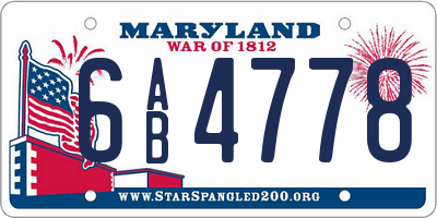 MD license plate 6AB4778