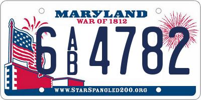 MD license plate 6AB4782