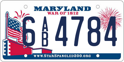 MD license plate 6AB4784