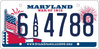MD license plate 6AB4788