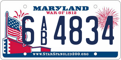 MD license plate 6AB4834