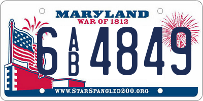 MD license plate 6AB4849