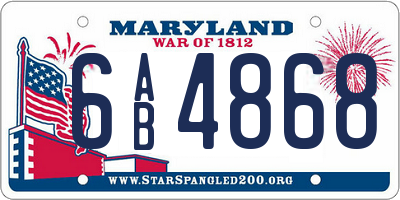 MD license plate 6AB4868
