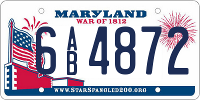 MD license plate 6AB4872