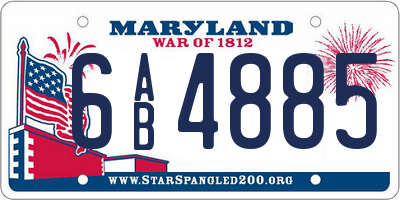 MD license plate 6AB4885