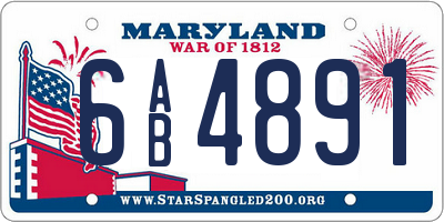 MD license plate 6AB4891