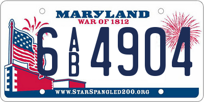 MD license plate 6AB4904