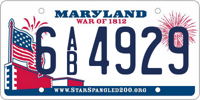 MD license plate 6AB4929
