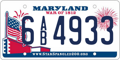 MD license plate 6AB4933