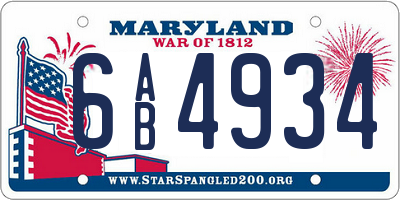MD license plate 6AB4934