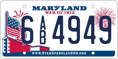 MD license plate 6AB4949