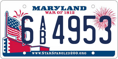 MD license plate 6AB4953