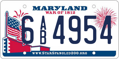 MD license plate 6AB4954