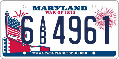MD license plate 6AB4961