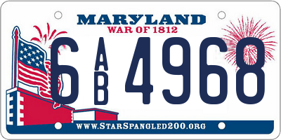 MD license plate 6AB4968