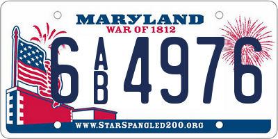 MD license plate 6AB4976