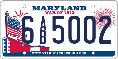MD license plate 6AB5002