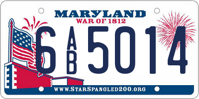 MD license plate 6AB5014