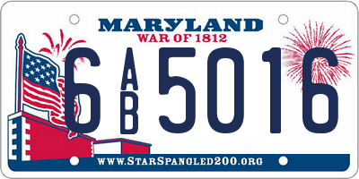 MD license plate 6AB5016