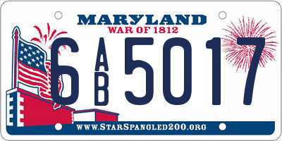 MD license plate 6AB5017
