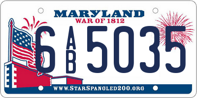 MD license plate 6AB5035