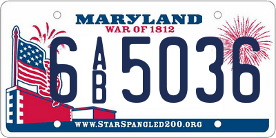MD license plate 6AB5036