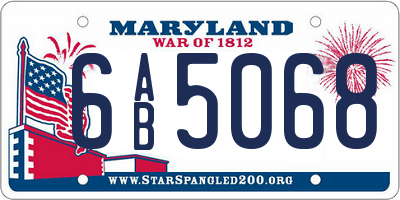 MD license plate 6AB5068