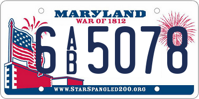 MD license plate 6AB5078