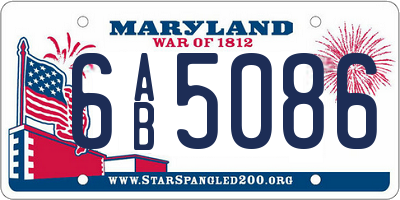 MD license plate 6AB5086