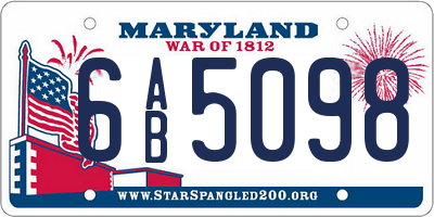 MD license plate 6AB5098