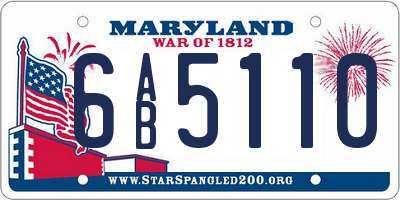 MD license plate 6AB5110