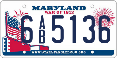 MD license plate 6AB5136
