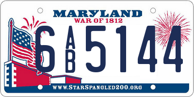 MD license plate 6AB5144