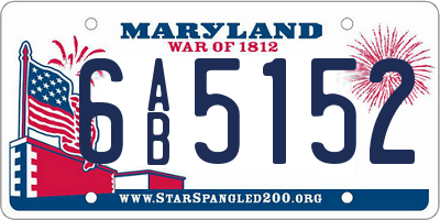 MD license plate 6AB5152
