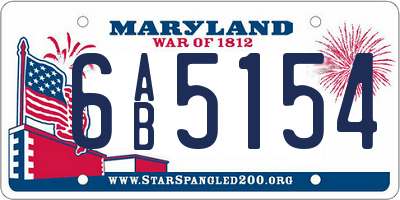 MD license plate 6AB5154