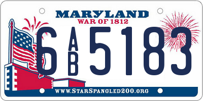 MD license plate 6AB5183