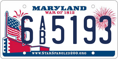 MD license plate 6AB5193