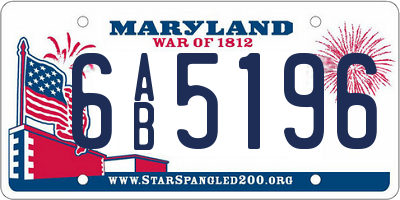 MD license plate 6AB5196