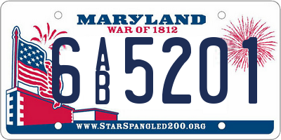 MD license plate 6AB5201