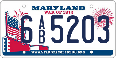 MD license plate 6AB5203