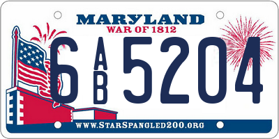 MD license plate 6AB5204