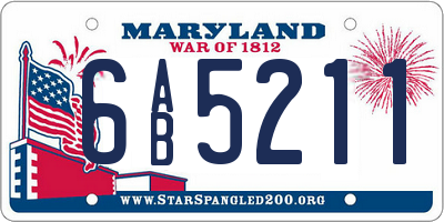 MD license plate 6AB5211