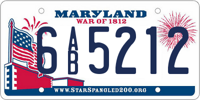 MD license plate 6AB5212