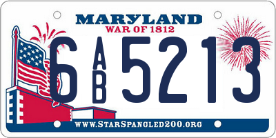 MD license plate 6AB5213