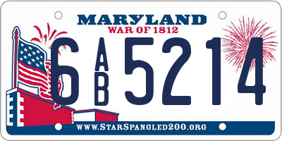 MD license plate 6AB5214