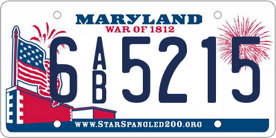 MD license plate 6AB5215