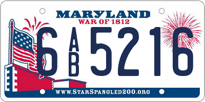MD license plate 6AB5216