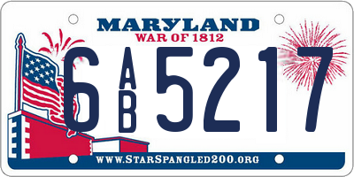MD license plate 6AB5217